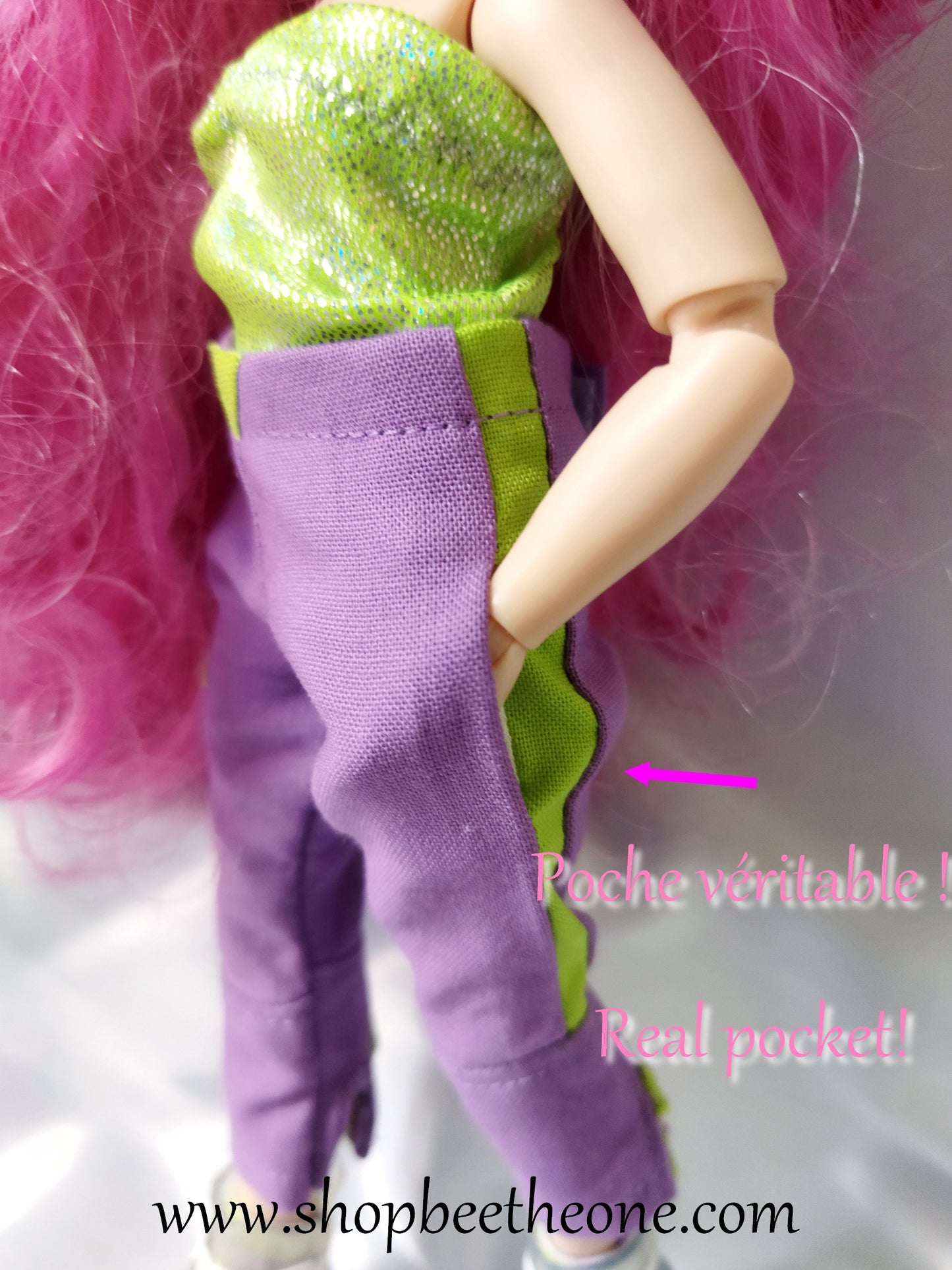 Pantacourt pour poupées Rainbow High - Violet/vert - Collection Cosplay Club - par Bee the One