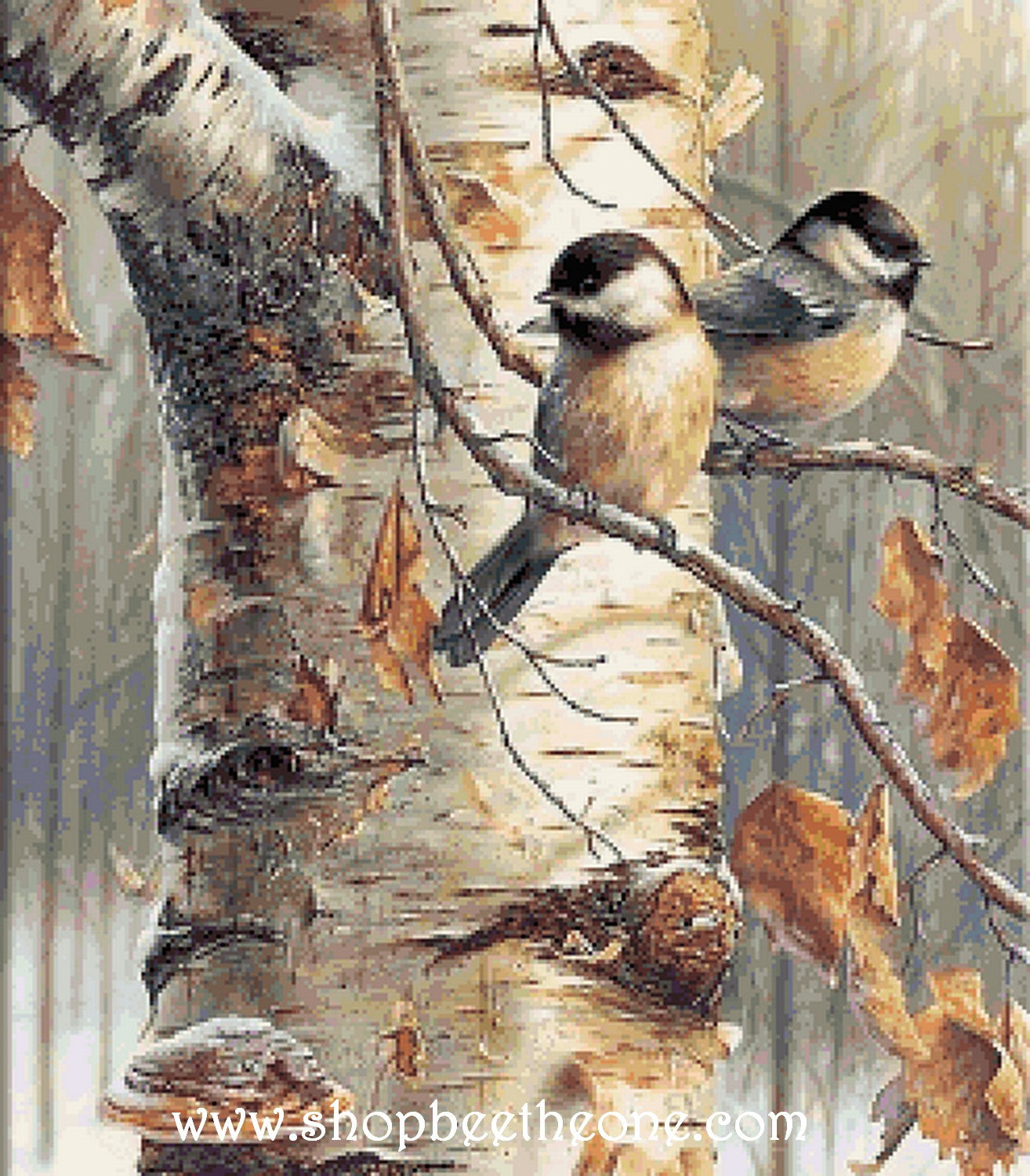 Diagramme grille digitale Broderie au point de croix - "Les Petits oiseaux dans la forêt hivernale" - Collection "Dans la forêt"