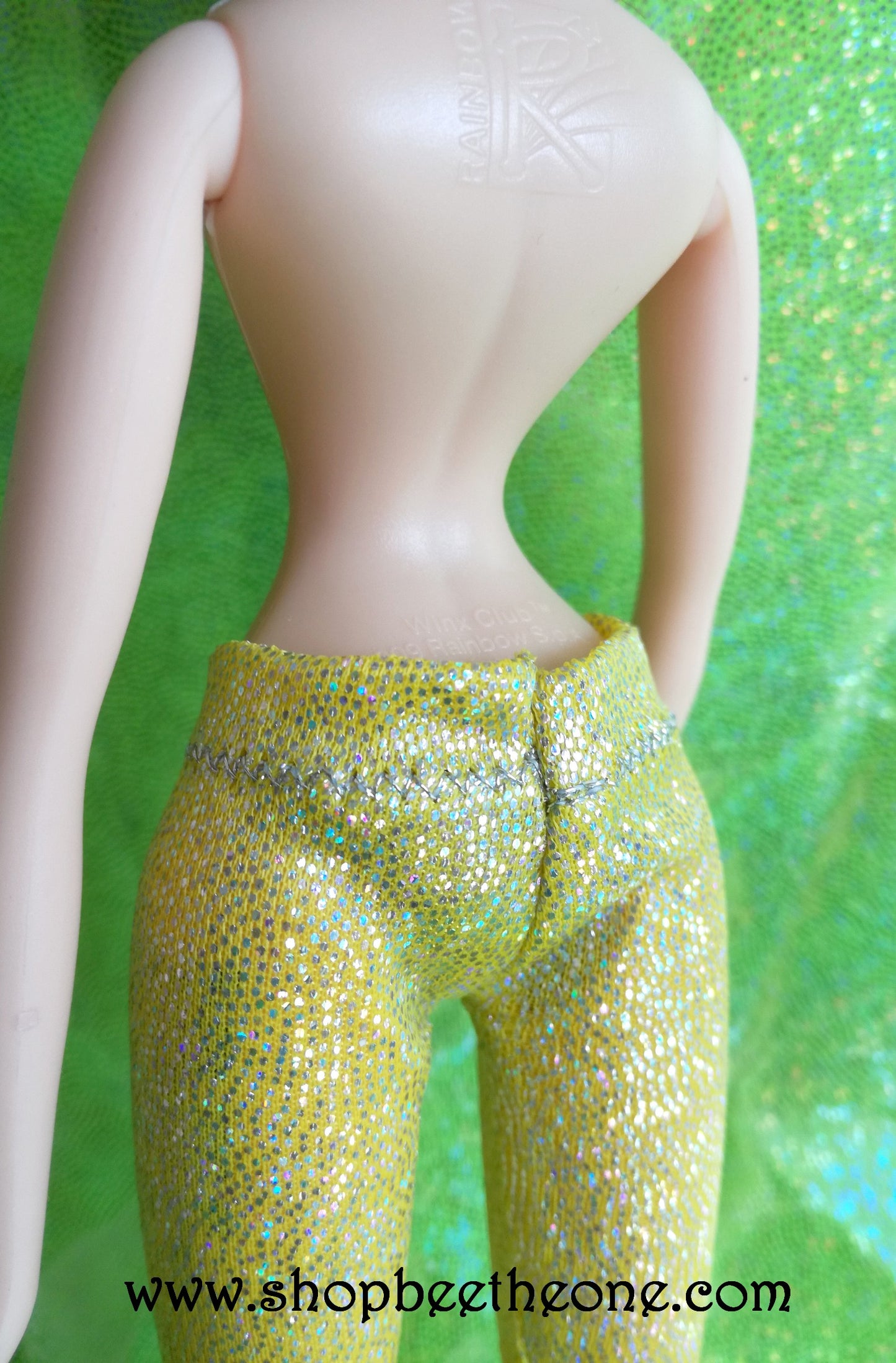 Pantalon collant leggings long imprimé holographique pour poupées Winx Club (Smoby, Giochi Preziosi/Jakks Pacific et Mattel) - 5 coloris - Collection Glitter Party - Marque Zambara