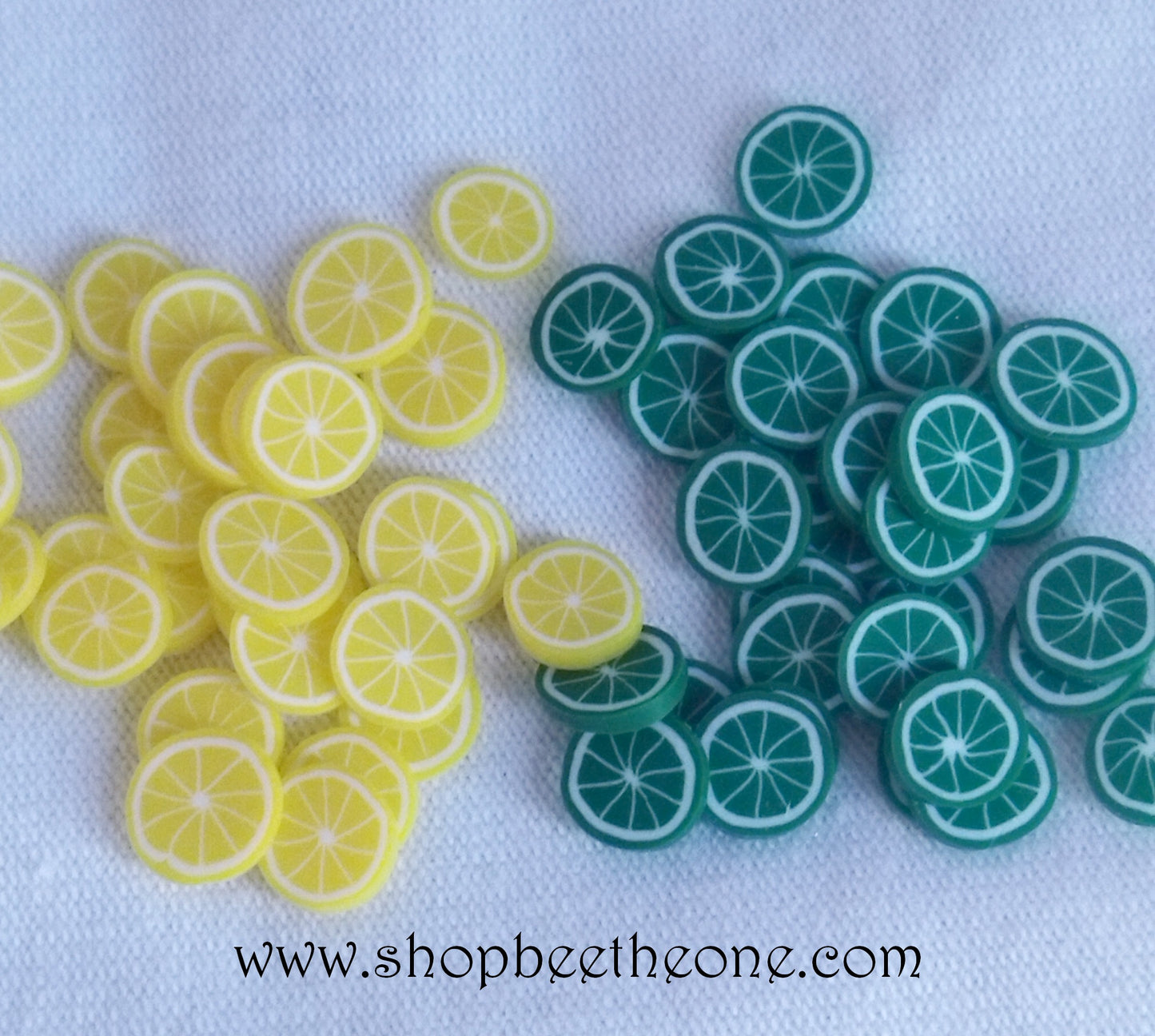 1 g (+/- 70 pièces) de Tranches de Fimo Pâte Polymère - Citron jaune ou vert