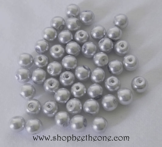 Perle ronde en plastique - 5-6 mm - gris clair