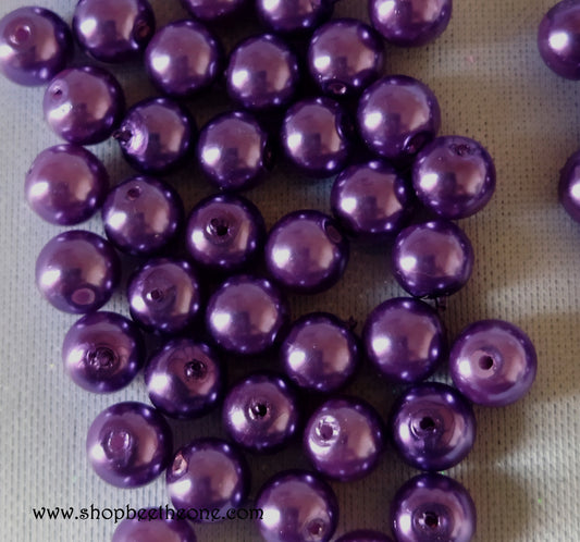 Perle ronde en plastique - 5-6 mm - violet foncé