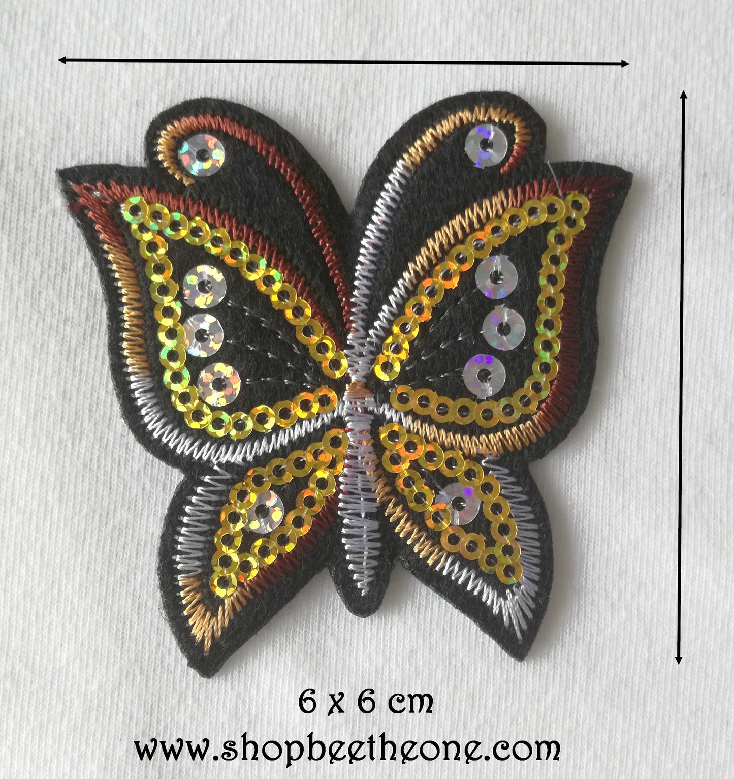 Applique écusson patch thermocollant Papillon dégradé à sequins holographiques - 7 coloris