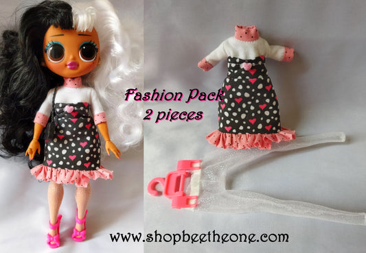 Fashion Pack Robe courte "Coeurs et pois" + Collants en maille pour poupées L.O.L Surprise! O.M.G - Collection Saint Valentin - par Bee the One