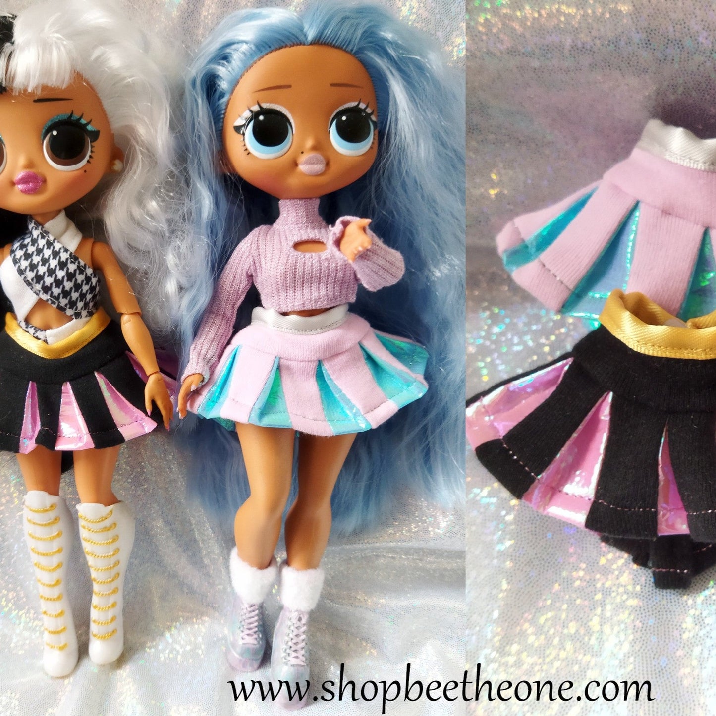 Jupe plissée bicolore et brillante pour poupées L.O.L Surprise! O.M.G - 2 coloris - par Bee the One - Collection Glitter Party
