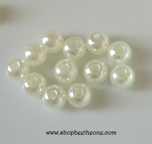 Perle ronde en plastique imitation perle naturelle - 5 mm - Ivoire