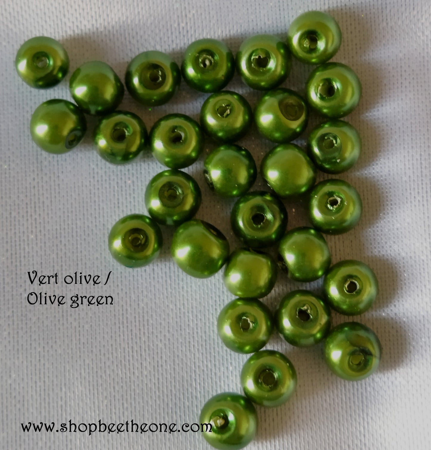 Perle ronde en plastique - 5-6 mm - camaïeu de vert au choix