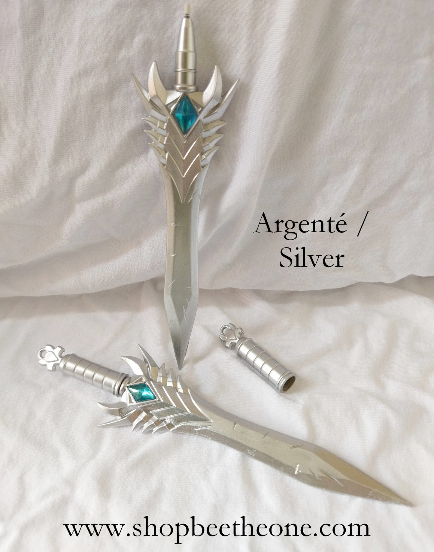 Stylo gel "Epée de chevalier" - Encre noire - Argenté ou doré