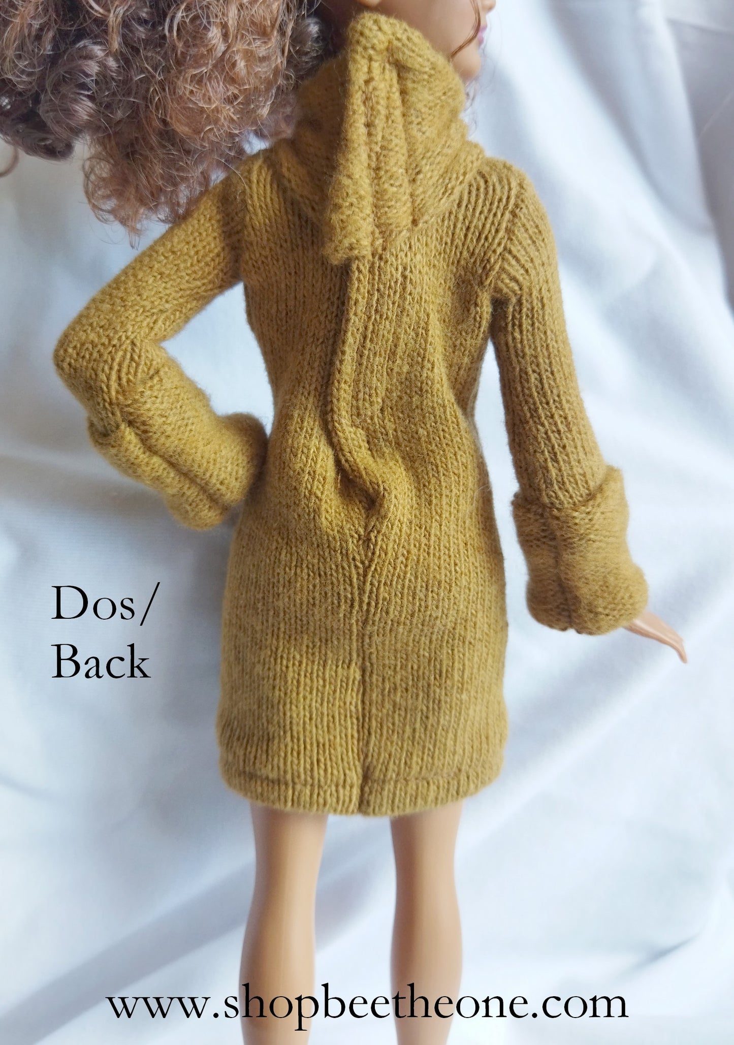 Robe d'hiver en maille pour poupées Barbie - marron argile - 4 tailles - par Bee the One