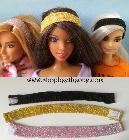 Bandeau de tête brillant pour poupées Barbie - 3 coloris - Collection Glitter Party - par Bee the One