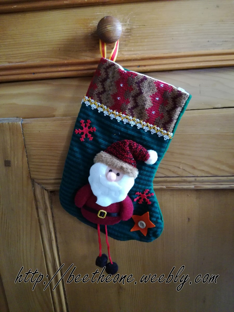 Décoration pour maison Chaussette Bas de Noël en tissu - Renne, Bonhomme de neige ou Père Noël