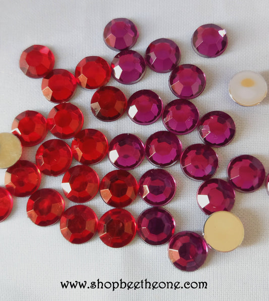 Cabochon strass cristal demi-perle rond à facettes à coller - 10 mm - 2 coloris