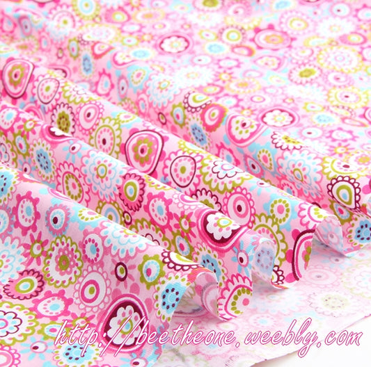 Coupon de tissu coton - Patchwork fleurs multicolores - 2 coloris - 50 x 40cm