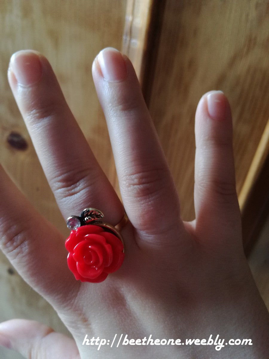 Bague best sale rose rouge