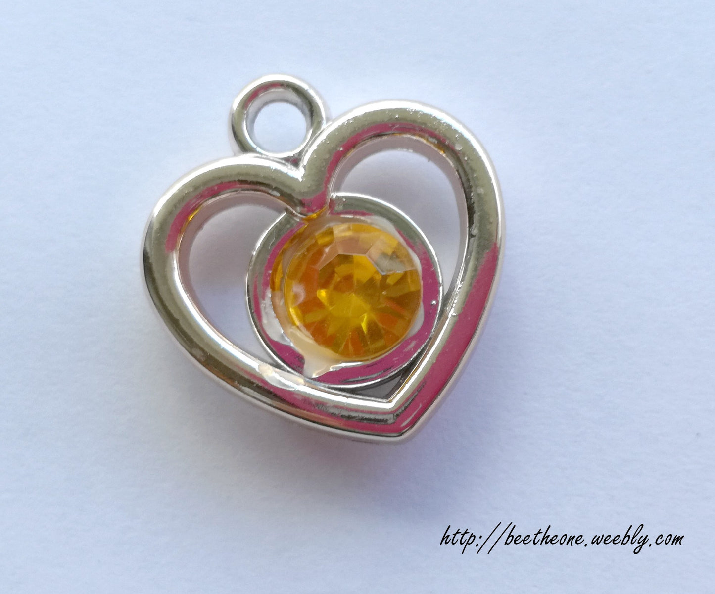 Breloque Coeur avec pierre colorée - 20 mm - 9 coloris de pierre