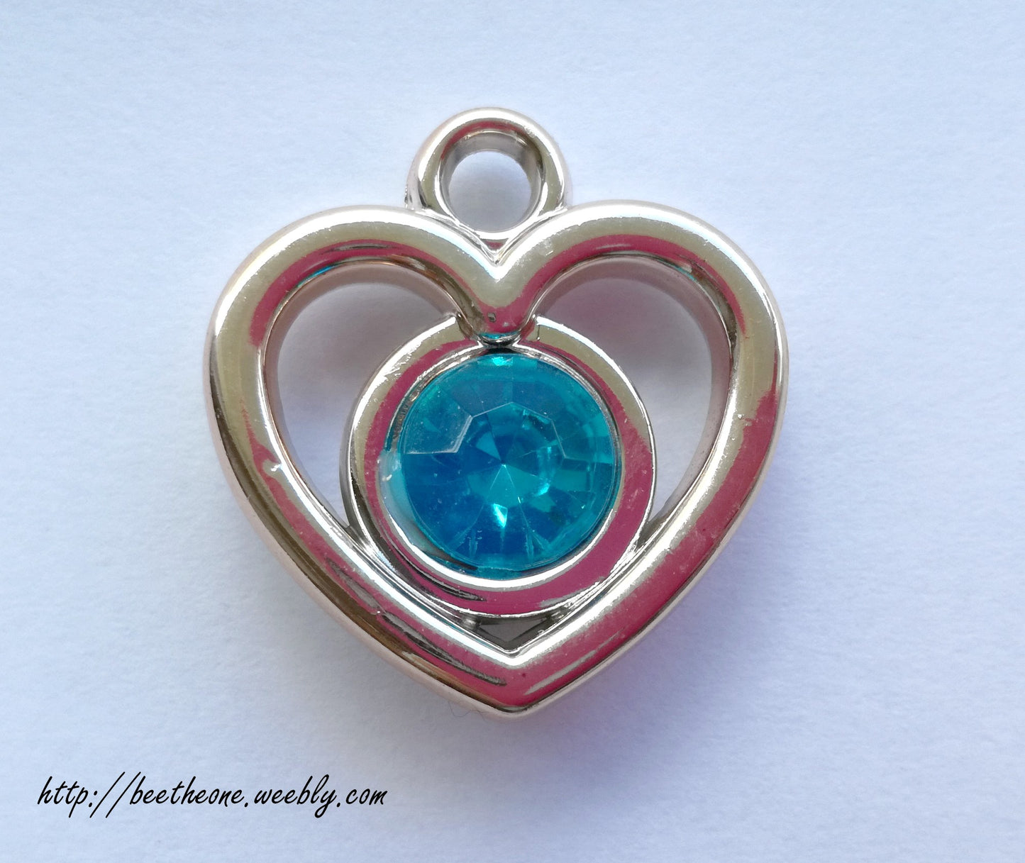 Breloque Coeur avec pierre colorée - 20 mm - 9 coloris de pierre
