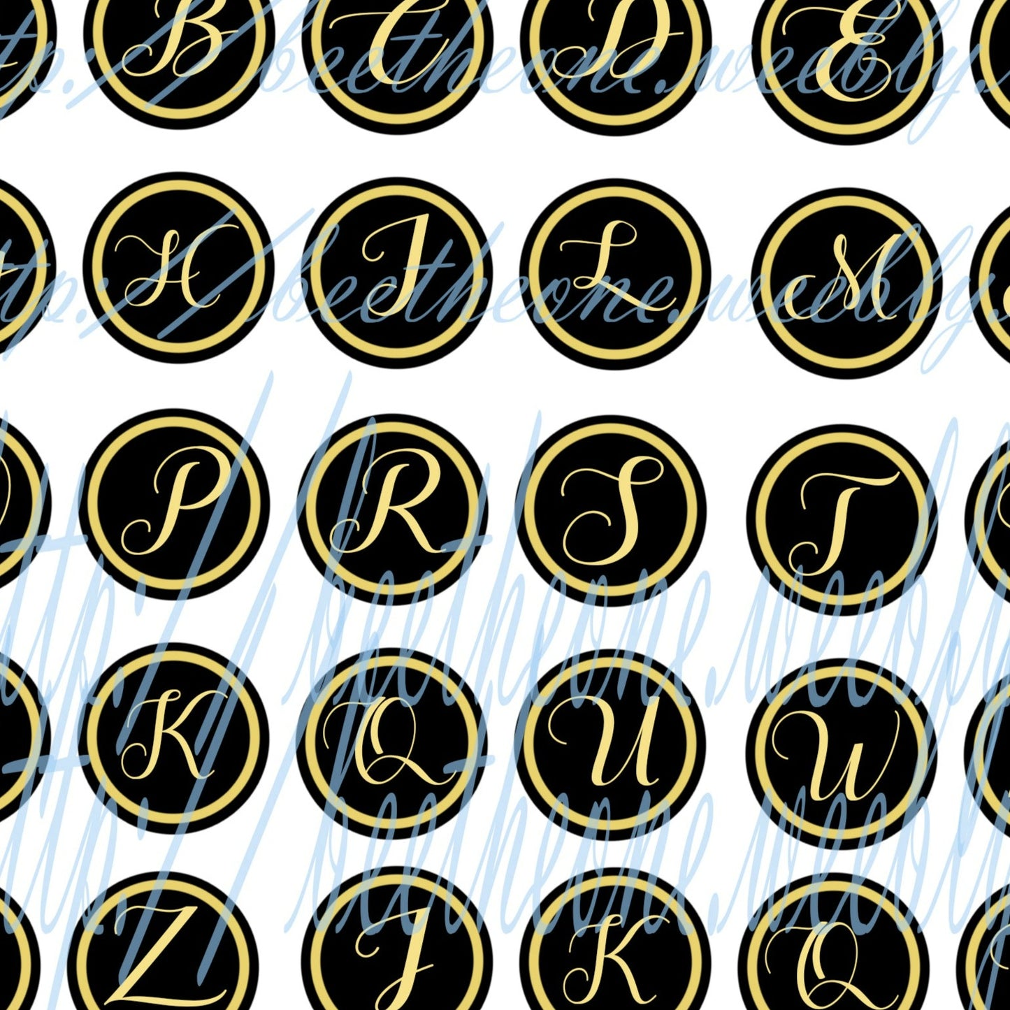 Images digitales pour Cabochons - Alphabet (26 lettres) - 48 images x 25 mm - A télécharger et imprimer